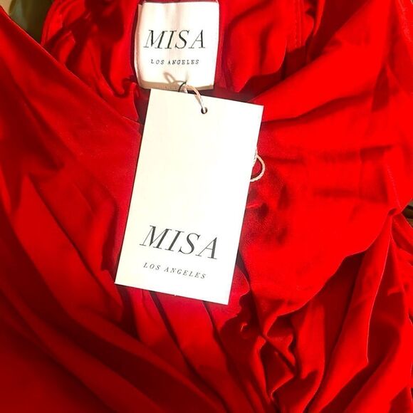 MISA Los Angeles Domino Twist Front Maxi Dress Red - Picture 4 of 4